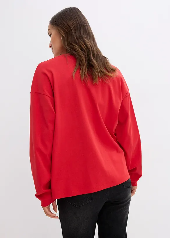 Besticktes Weihnachts-Langarmshirt, oversized in rot von hinten (im Anschnitt) - bonprix Besticktes Weihnachts-Langarmshirt, oversized in rot von hinten (im Anschnitt) - bonprix
