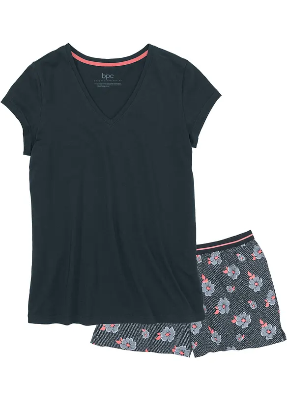 Shorty aus reiner Baumwolle in blau von vorne - bonprix