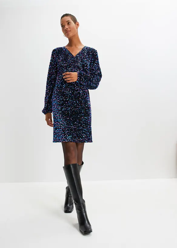 Paillettenkleid in schwarz von vorne (Totalaufnahme) - bonprix