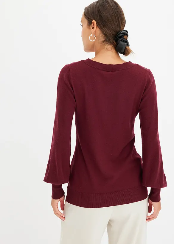 Feinstrickpullover aus softem Viskos-Mix in rot von hinten (im Anschnitt) - bonprix Feinstrickpullover aus softem Viskos-Mix in rot von hinten (im Anschnitt) - bonprix