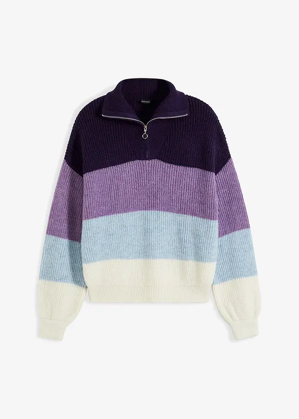 Troyer Pullover in lila von vorne - bonprix Troyer Pullover in lila von vorne - bonprix