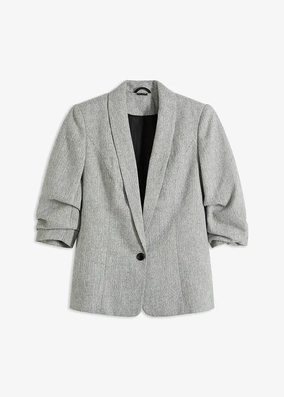 Blazer in Wolloptik in grau von vorne - bonprix