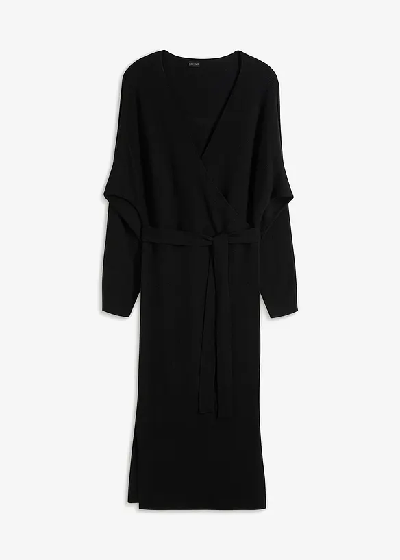 Strickkleid aus fließendem Viskose-Mix in schwarz von vorne - bonprix Strickkleid aus fließendem Viskose-Mix in schwarz von vorne - bonprix