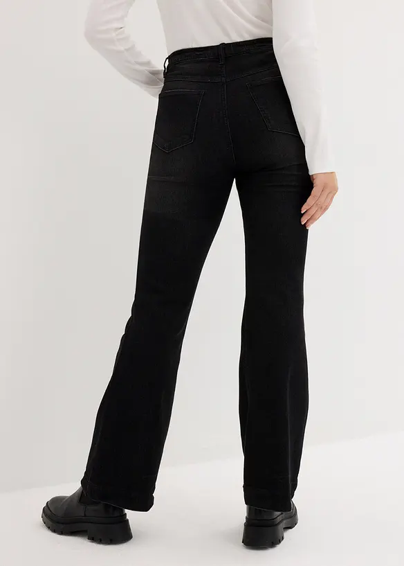 Flared-Jeans High Waist, Bequembund in schwarz von hinten - bonprix
