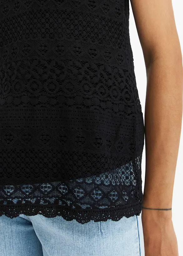 Top aus Spitze in schwarz (Detailaufnahme) - bonprix