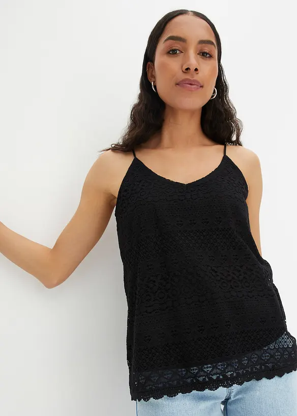 Top aus Spitze in schwarz von vorne (im Anschnitt) - bonprix