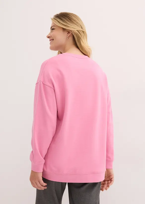 Oversize-Sweatshirt aus Baumwoll-Mix in pink von hinten (im Anschnitt) - bonprix