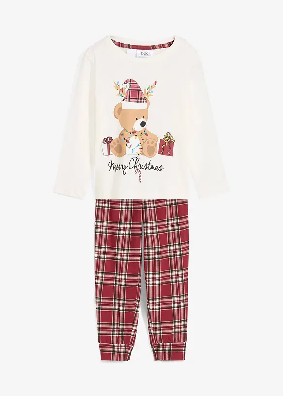 Pyjama aus reiner Bio-Baumwolle (2-tlg. Set) in weiß von vorne - bonprix