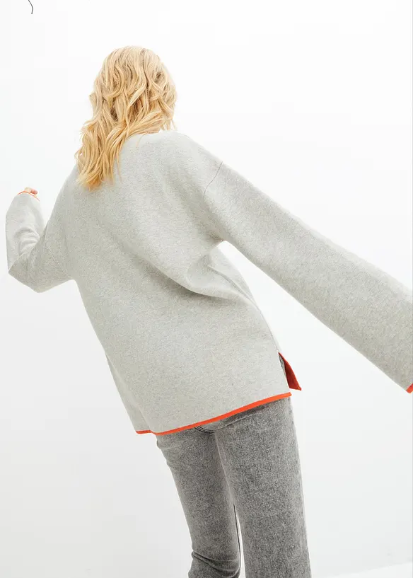 Wende-Pullover aus Feinstrick in grau von hinten (im Anschnitt) - bonprix