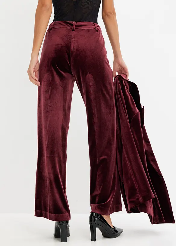 Hose aus softem Samt in rot von hinten - bonprix