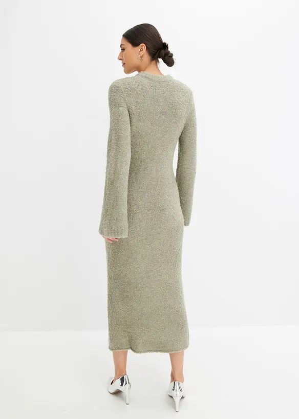 Strickkleid aus Bouclé in grün von hinten (Totalaufnahme) - bonprix Strickkleid aus Bouclé in grün von hinten (Totalaufnahme) - bonprix