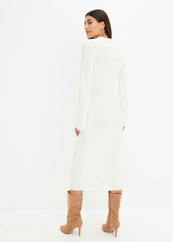 Strickkleid aus Bouclé in weiß von hinten (Totalaufnahme) - bonprix Strickkleid aus Bouclé in weiß von hinten (Totalaufnahme) - bonprix