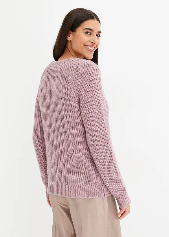 Grobstrickpullover mit Glanzgarn in rosa von hinten (im Anschnitt) - bonprix
