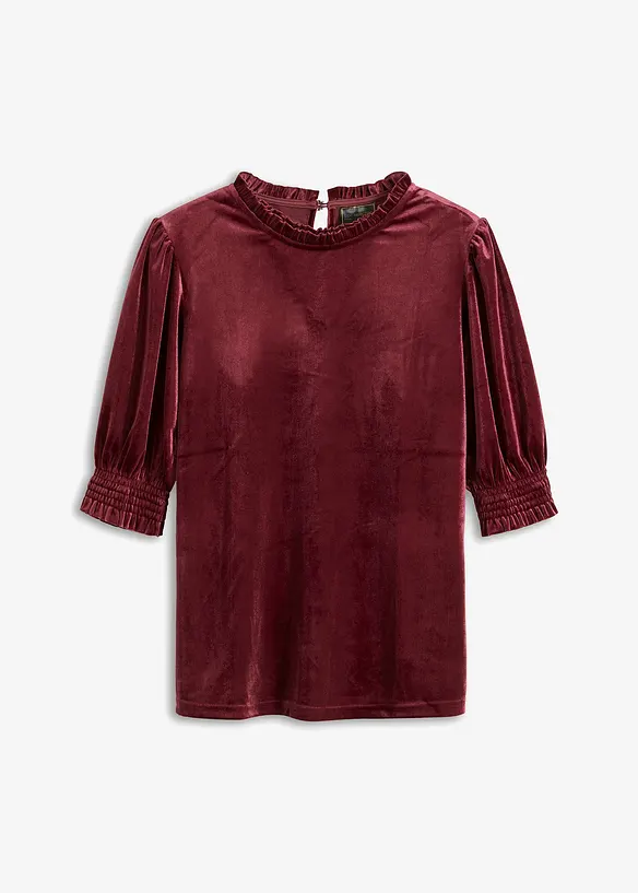 Shirt aus softem Samt in rot von vorne - bonprix