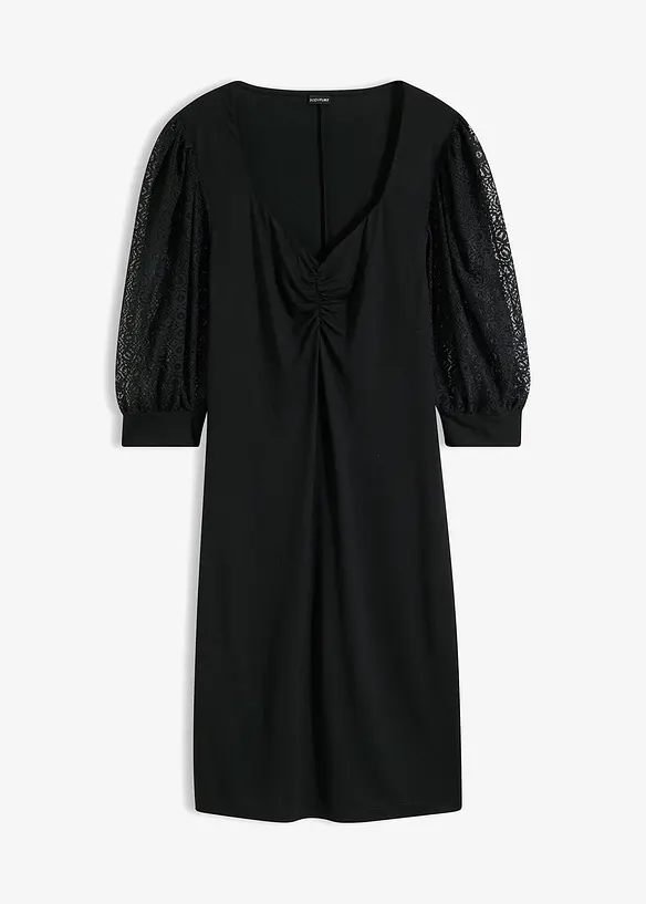 Jerseykleid aus Viskose in schwarz von vorne - bonprix