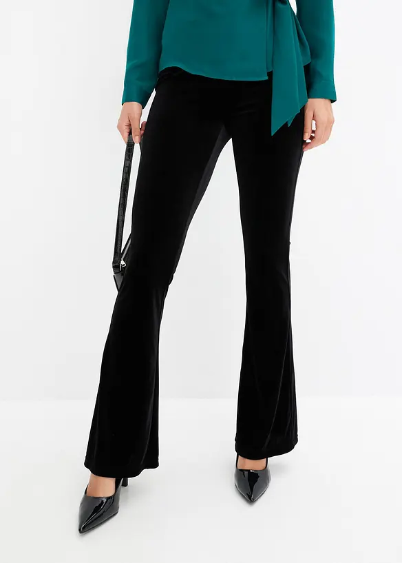 Leggings aus softem Samt in schwarz von vorne - bonprix Leggings aus softem Samt in schwarz von vorne - bonprix