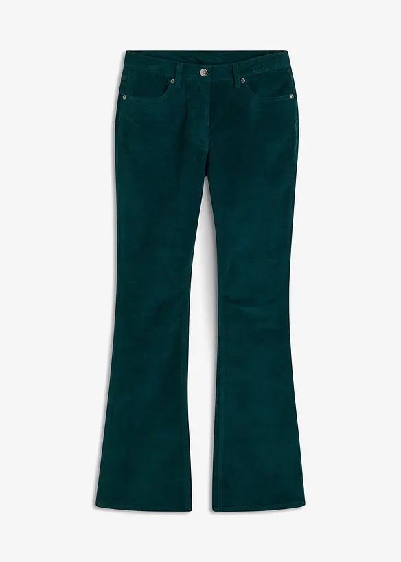 Cordhose aus Baumwoll-Stretch in grün von vorne - bonprix