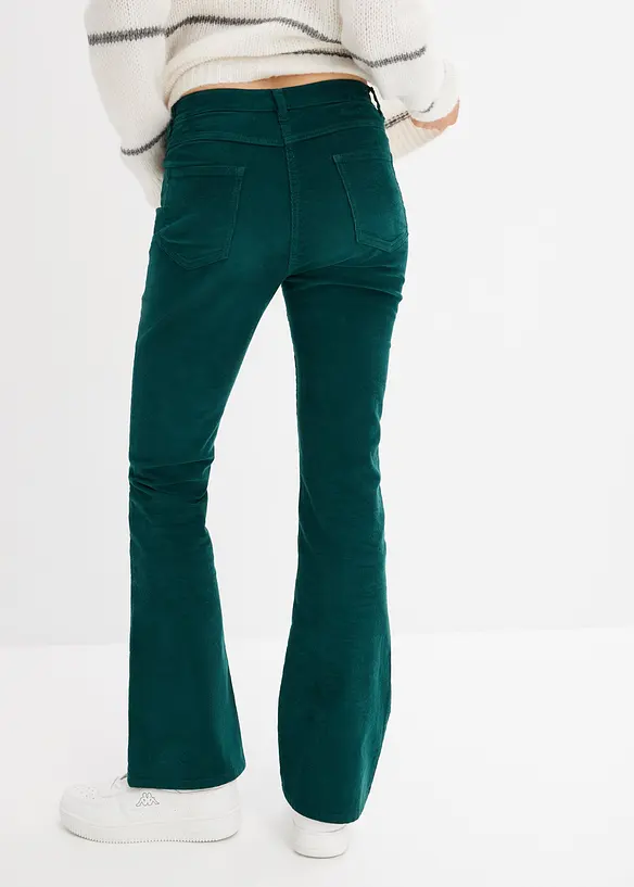 Cordhose aus Baumwoll-Stretch in grün von hinten - bonprix