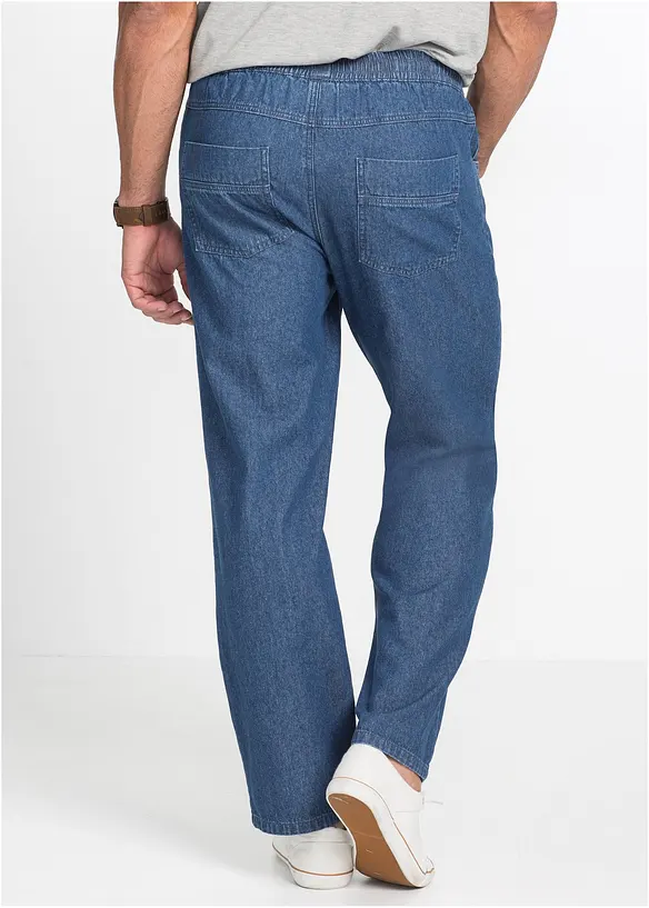 Leichte Loose-Fit Schlupfhose, Straight in blau von hinten - bonprix