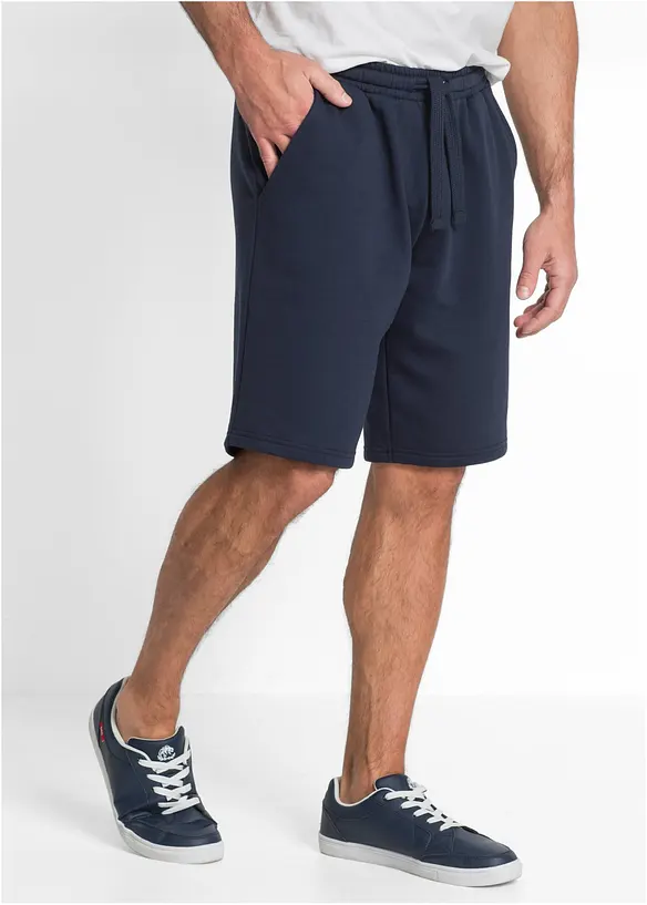 Sweat-Bermuda in Regular Fit in blau von vorne - bonprix