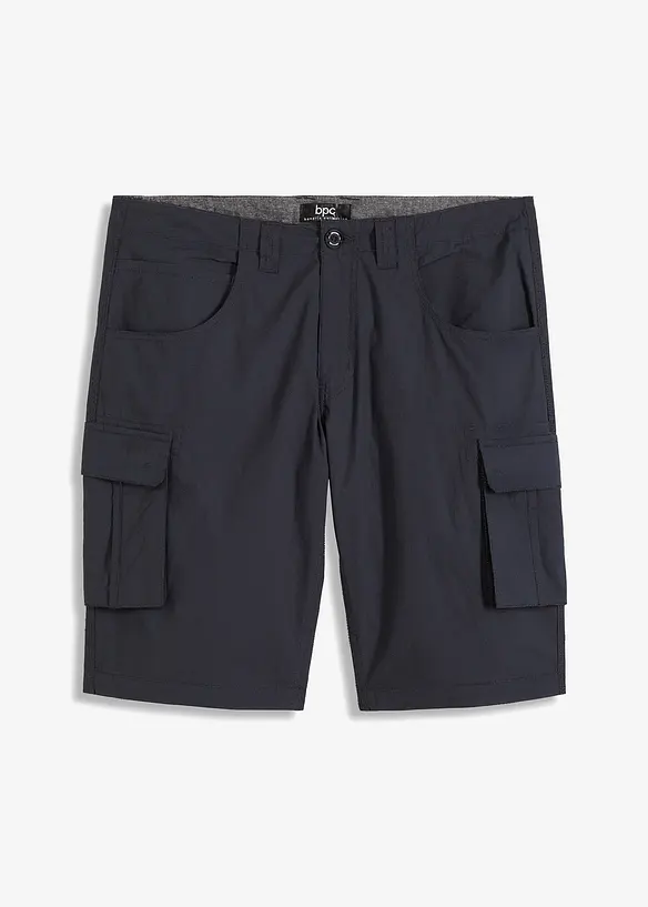 Cargo-Bermuda aus reiner Baumwolle in Relaxed-Fit in schwarz von vorne - bonprix