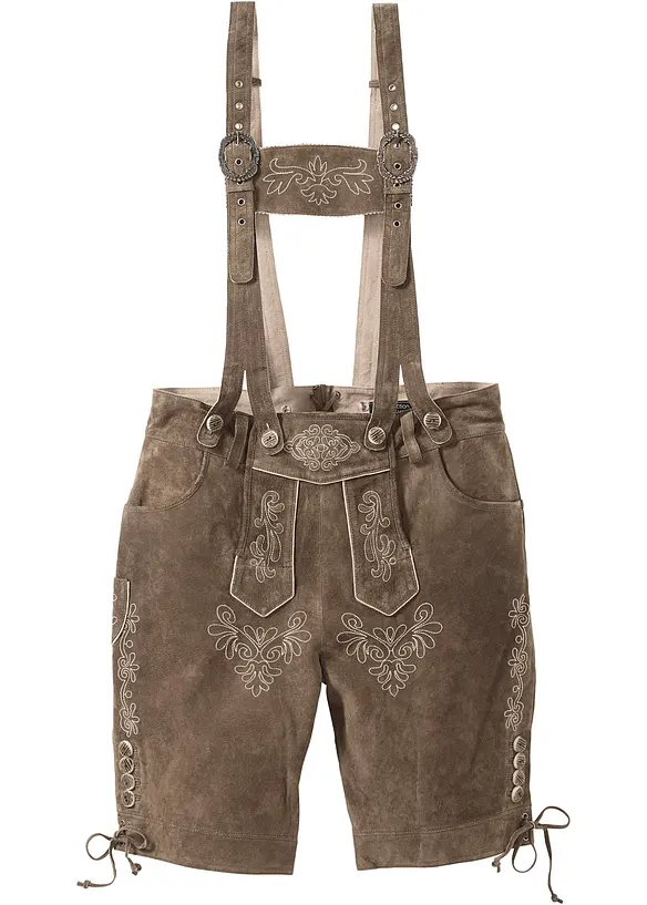 Regular Fit Trachtenhose aus Leder in grün von vorne - bonprix