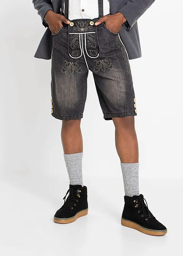 Regular Fit Trachten-Jeans in schwarz von vorne - bonprix