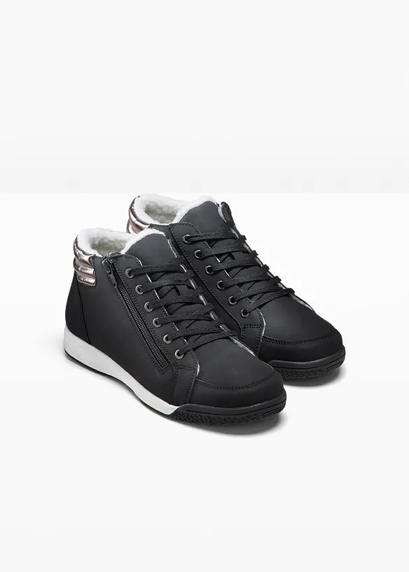 Gefütterter High-Top-Sneaker mit Reißverschluss in schwarz - bonprix Gefütterter High-Top-Sneaker mit Reißverschluss in schwarz - bonprix