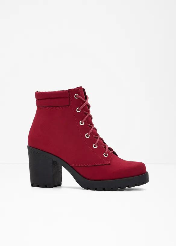 Schnürboots mit Blockabsatz in rot - bonprix