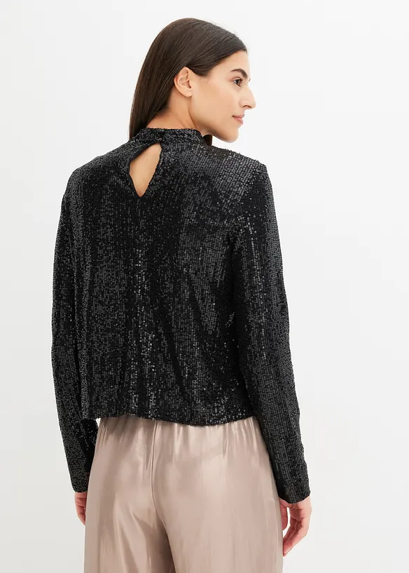 Schlupfbluse mit Pailletten in schwarz von hinten (im Anschnitt) - bonprix Schlupfbluse mit Pailletten in schwarz von hinten (im Anschnitt) - bonprix