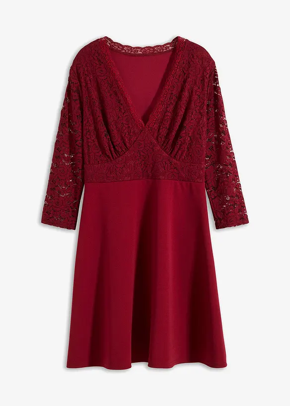 Kleid mit Spitze in rot von vorne - bonprix