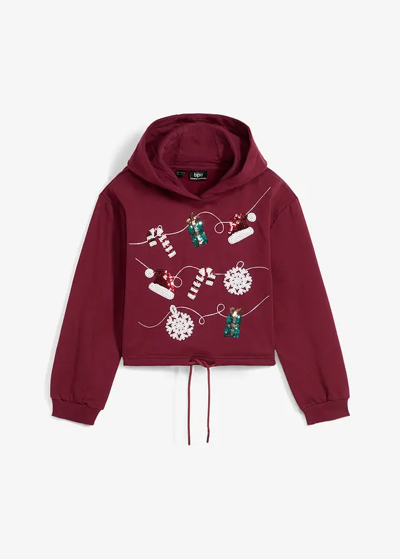 Hoodie aus reiner Bio-Baumwolle in rot von vorne - bonprix