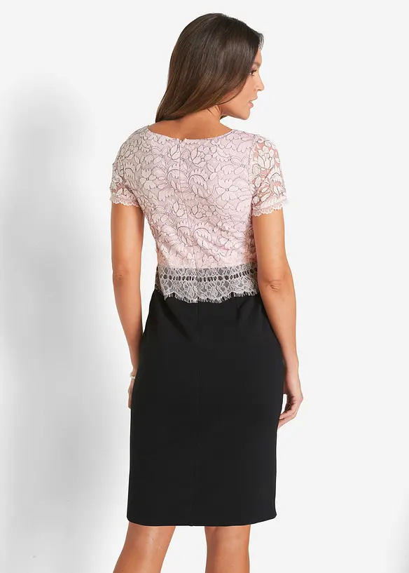 Kleid mit Spitze in schwarz von hinten (Totalaufnahme) - bonprix Kleid mit Spitze in schwarz von hinten (Totalaufnahme) - bonprix