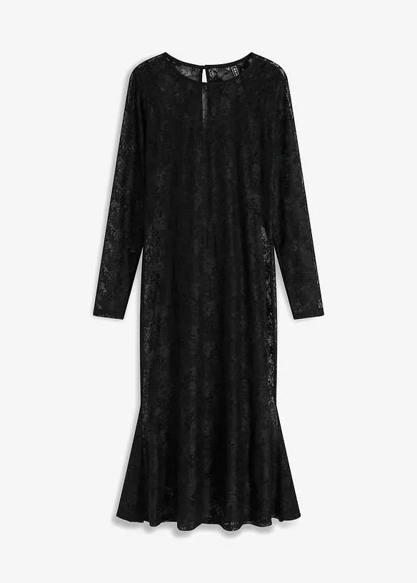 Maxikleid aus Spitze in schwarz von vorne - bonprix