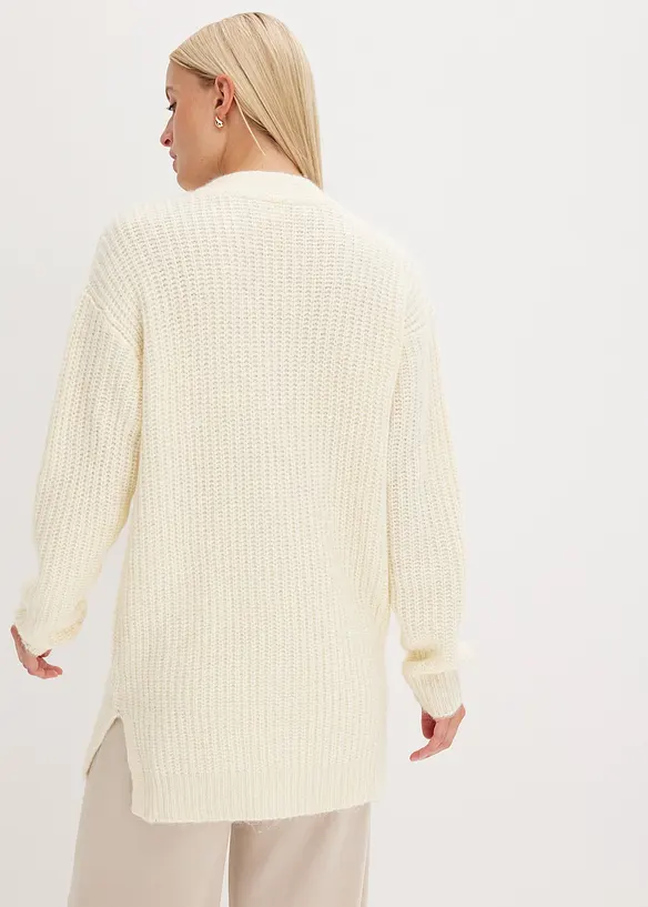 Grobstrickjacke aus weichem Wollmix in weiß von hinten (im Anschnitt) - bonprix Grobstrickjacke aus weichem Wollmix in weiß von hinten (im Anschnitt) - bonprix
