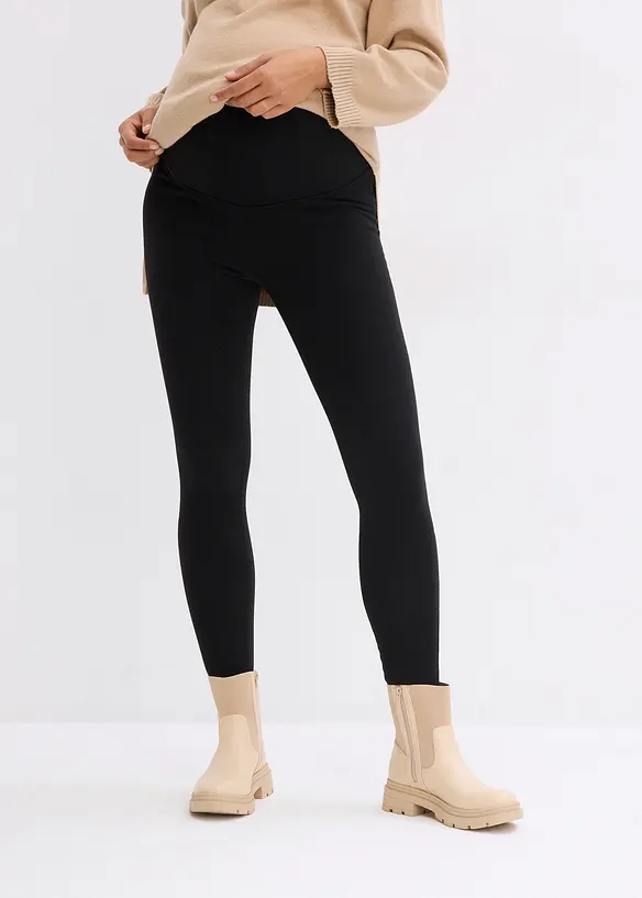 Wärmende Umstandsthermoleggings, Slim Fit in schwarz von vorne - bonprix