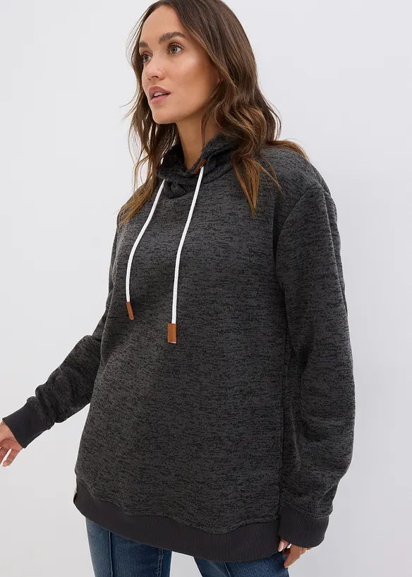 Long-Sweatshirt in grau von vorne (im Anschnitt) - bonprix Long-Sweatshirt in grau von vorne (im Anschnitt) - bonprix