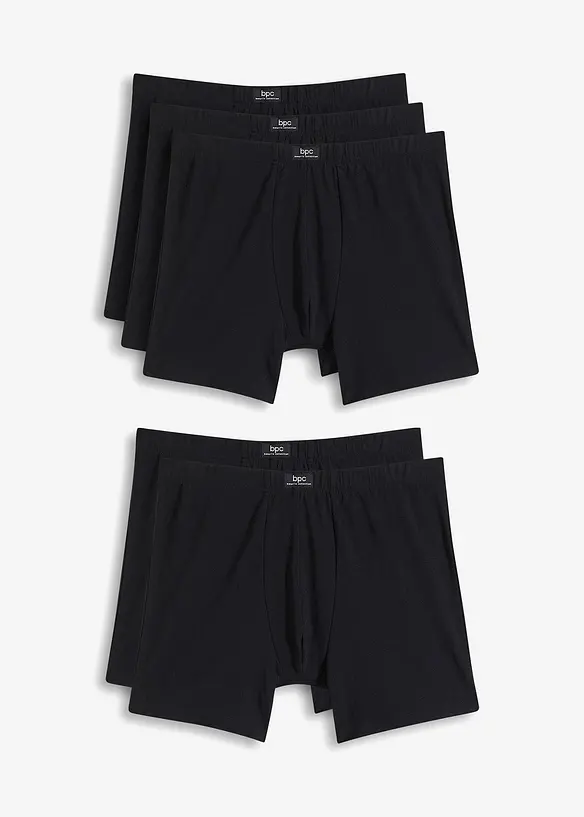 Midi Boxershorts eng mit Baumwolle (5er Pack) in schwarz von vorne - bonprix