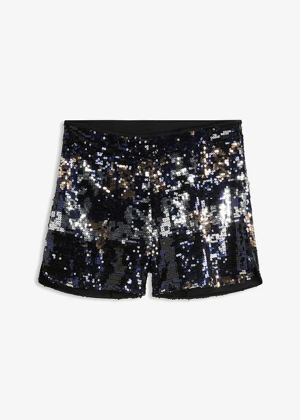 Pailletten-Shorts in blau von vorne - bonprix