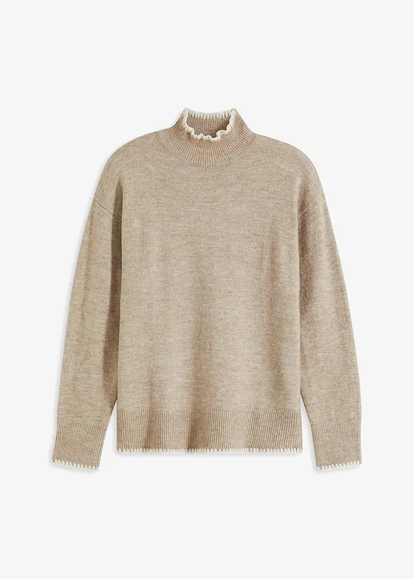 Pullover in beige von vorne - bonprix