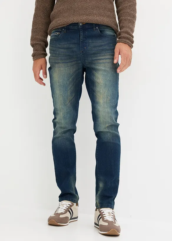 Leichte Slim-Fit-Jeans, Straight in blau von vorne - bonprix