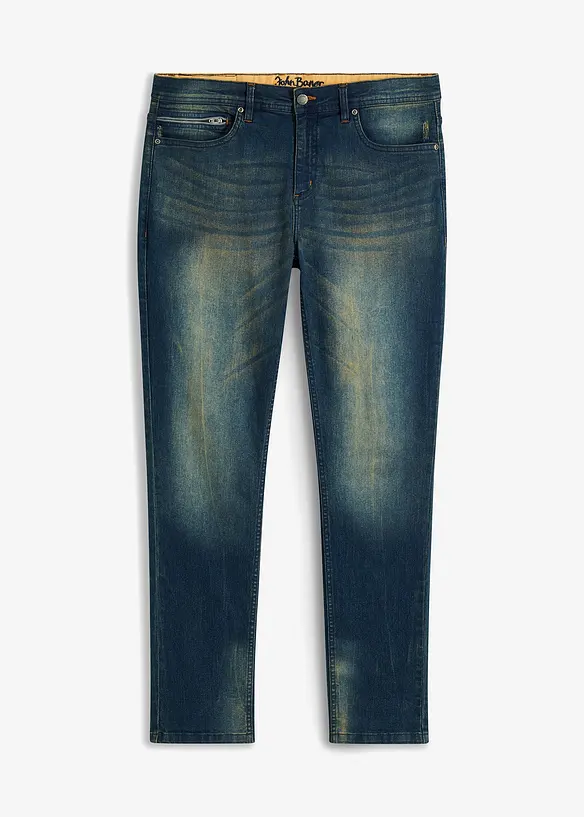 Slim Fit Stretch-Jeans, Straight in blau von vorne - bonprix