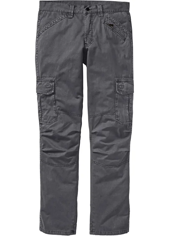 Loose Fit Cargohose aus reiner Baumwolle, Straight in grau von vorne - bonprix