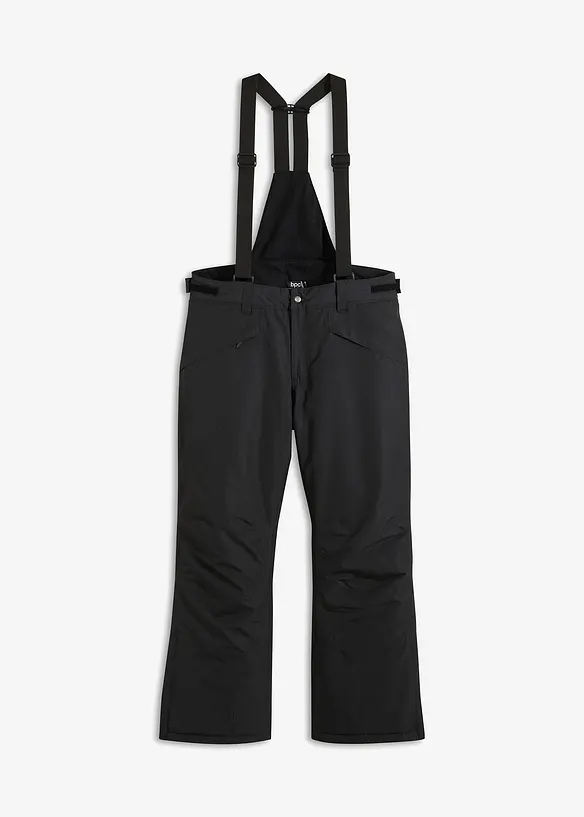 Wasserdichte Thermo-Funktionshose mit Hosenträgern in schwarz von vorne - bonprix