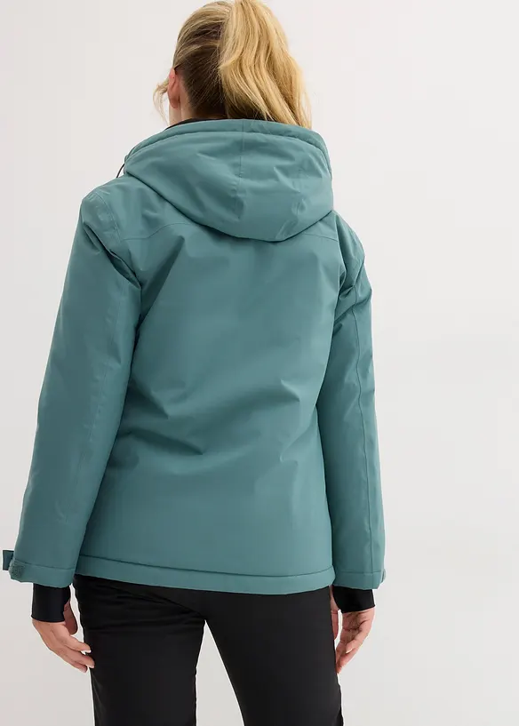 wasserdichte Ski-Funktions-Schlupfjacke mit Fleece-Futter in grün von hinten (im Anschnitt) - bonprix