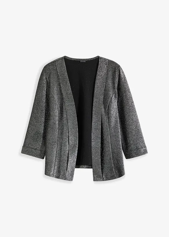 Jersey-Blazer mit Glitzer in schwarz von vorne - bonprix