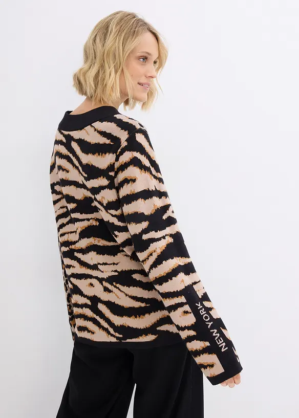 Feinstrickpullover im Animal-Design in beige von hinten (im Anschnitt) - bonprix Feinstrickpullover im Animal-Design in beige von hinten (im Anschnitt) - bonprix