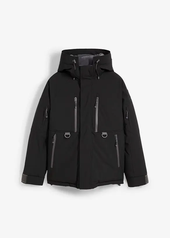 wasserdichte Ski-Jacke mit Schneefang in schwarz von vorne - bonprix
