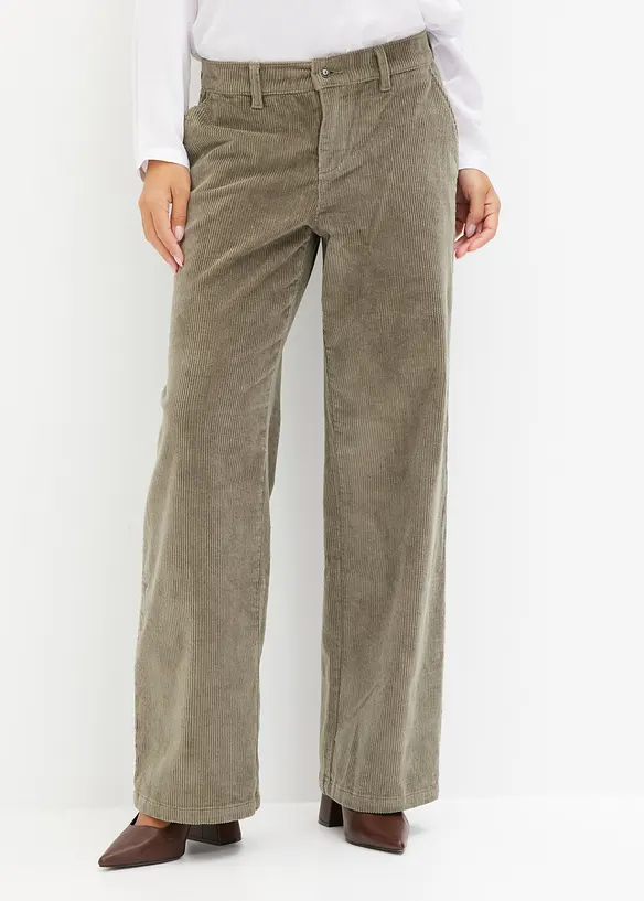 Weite Cordhose aus Baumwoll-Mix in grau von vorne - bonprix Weite Cordhose aus Baumwoll-Mix in grau von vorne - bonprix
