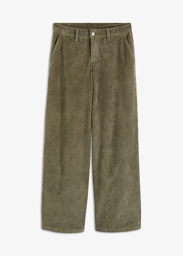 Weite Cordhose aus Baumwoll-Mix in grau von vorne - bonprix Weite Cordhose aus Baumwoll-Mix in grau von vorne - bonprix